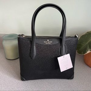 NWT Kate Spade Shimmy Glitter Lola Satchel Crossbody Purse in Black